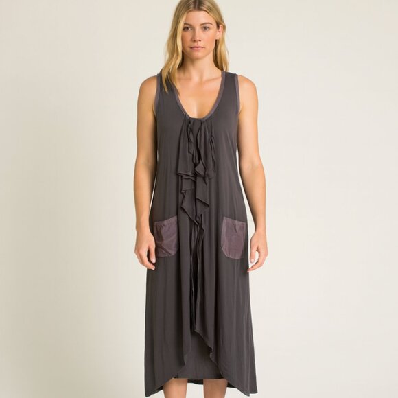Sundance Women’s Midi Dress size Large Sleeveless Bow Front Jersey Knit Gray - Picture 1 of 12